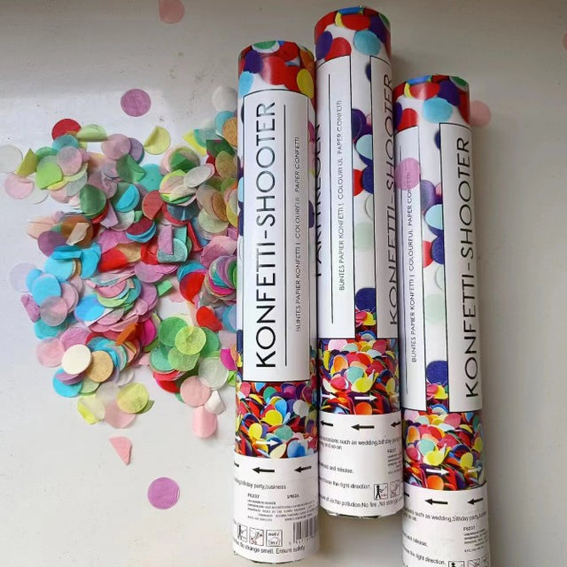 Tun de Confetti, 40 cm. Vivimall, Model Konffetti Shooter, Paiete din Hartie, Multicolor - vivimall.ro