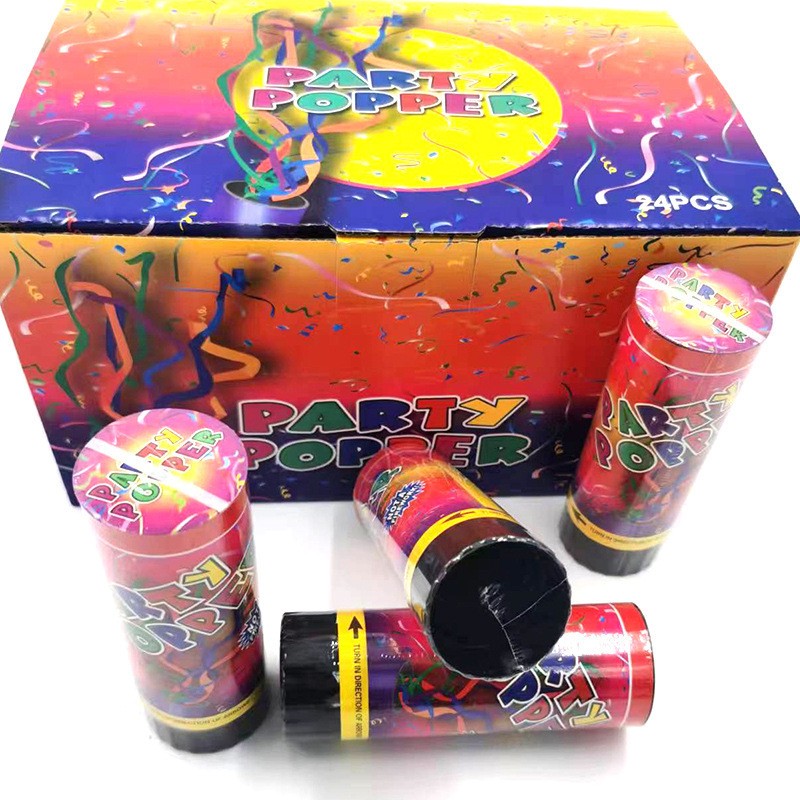 Tun de Confetti, Vivimall, Party Popper 15 cm, Model Panglici din Folie, Multicolor - vivimall.ro