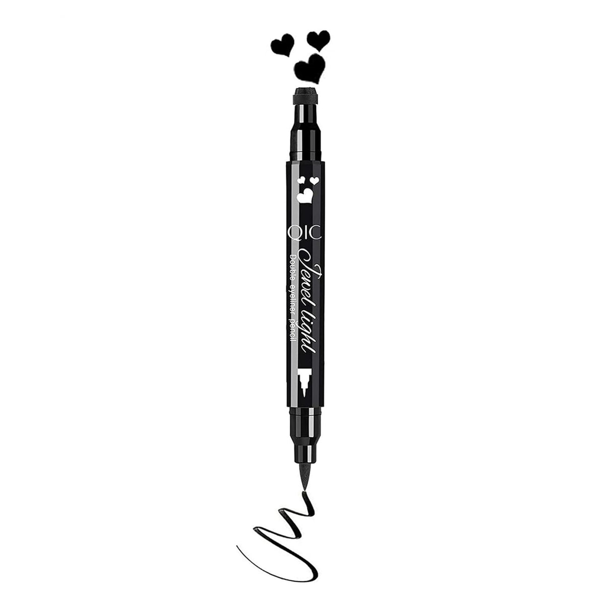 Tus Lichid pentru Ochi, Vivimall, 2 Capete, Eyeliner si Stampila Inima, Pentru Ochi si Corp, 50 g, Rezistent la Apa, 12.7 x 3 cm, Negru - vivimall.ro