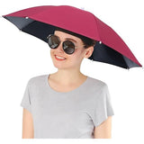 Umbrela de Cap, Vivimall, Diametru 69 cm, Banda Elastica de Cap, Protectie UV/Ploaie, Rosu Inchis - vivimall.ro