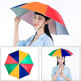 Umbrela De Cap, Diametru 69 Cm, Snur Reglabil De Cap, Protectie Uv/Ploaie, Curcubeu - vivimall.ro