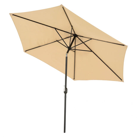 Umbrela rotunda de soare Vivimall pentru terasa, diametru 2.70 m, inclinare, manivela, crem - vivimall.ro