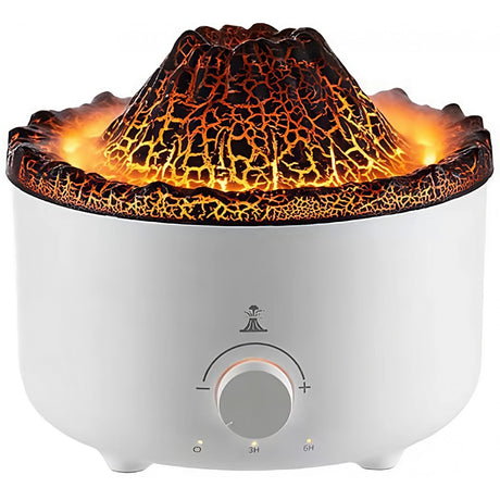 Umidificator de tip vulcan, Vivimall, cu aromaterapie, cu telecomanda, 560 ml, model V21B, alb, Resigilat - vivimall.ro