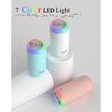 Umidificator, H2O, cu Difuzor de Aroma, Lumina de Noapte LED in 7 Culori, Zgomot Redus, 14.7x7.2cm, 350mL, Culoare Albastra - vivimall.ro