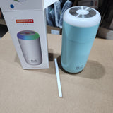 Umidificator, H2O, cu Difuzor de Aroma, Lumina de Noapte LED in 7 Culori, Zgomot Redus, 14.7x7.2cm, 350mL, Culoare Albastra - vivimall.ro