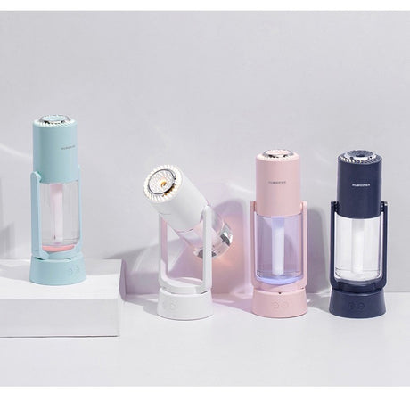 Umidificator Și Purificator Aer, Ultrasonic, Portabil, Rezervor 200ml, Cu Ioni Negativi, LED, 7 Culori, Rotație 360 Grade - vivimall.ro