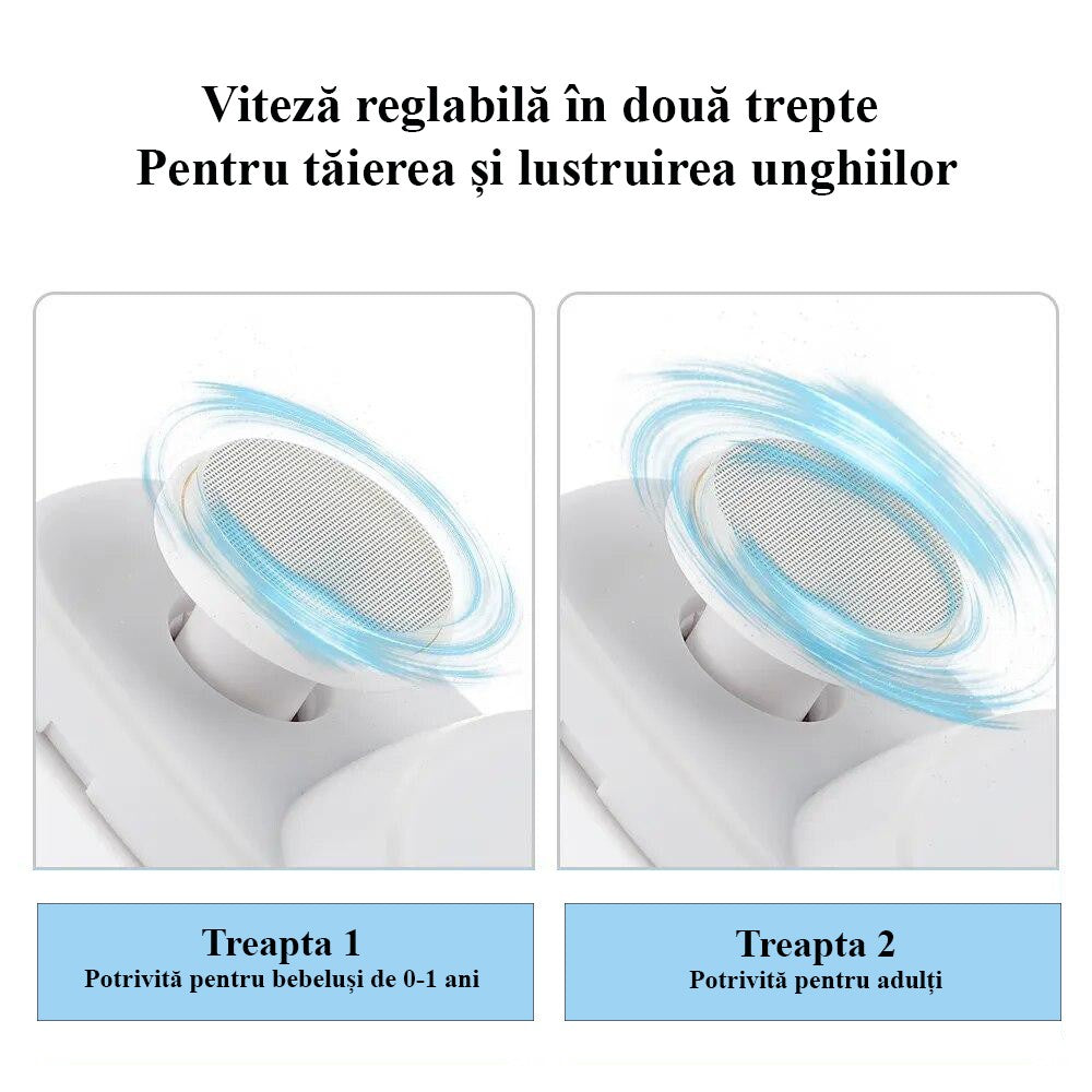 Unghiera Electrica 2 in 1, Flippy, Taiat si Slefuit, 2 Viteze, Lumina LED, Design Ergonomic, Compartiment Resturi, Portabila, Silentioasa 65 db, USB-C, Manichiura, Ideal Pentru Copii si Adulti, 8.5 x 6.8 x 3.3 cm, Roz - vivimall.ro