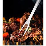 Set 4 ustensile pentru gratar Vivimall, din otel inoxidabil, cu agatatoare, rezistente la temperaturi ridicate, argintiu - vivimall.ro