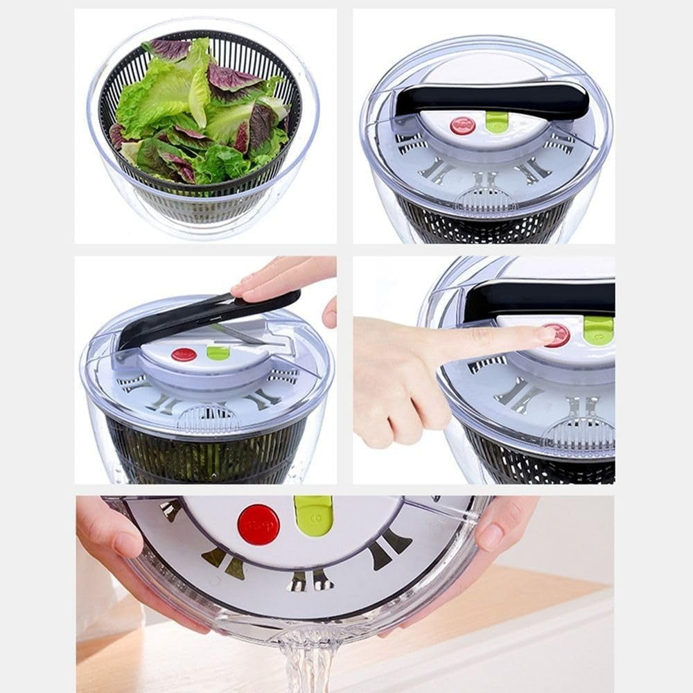 Uscator Manual pentru Salata si Verdeturi, Vivimall, Plastic, 20x20x25 cm, Capacitate 5L, Negru - vivimall.ro