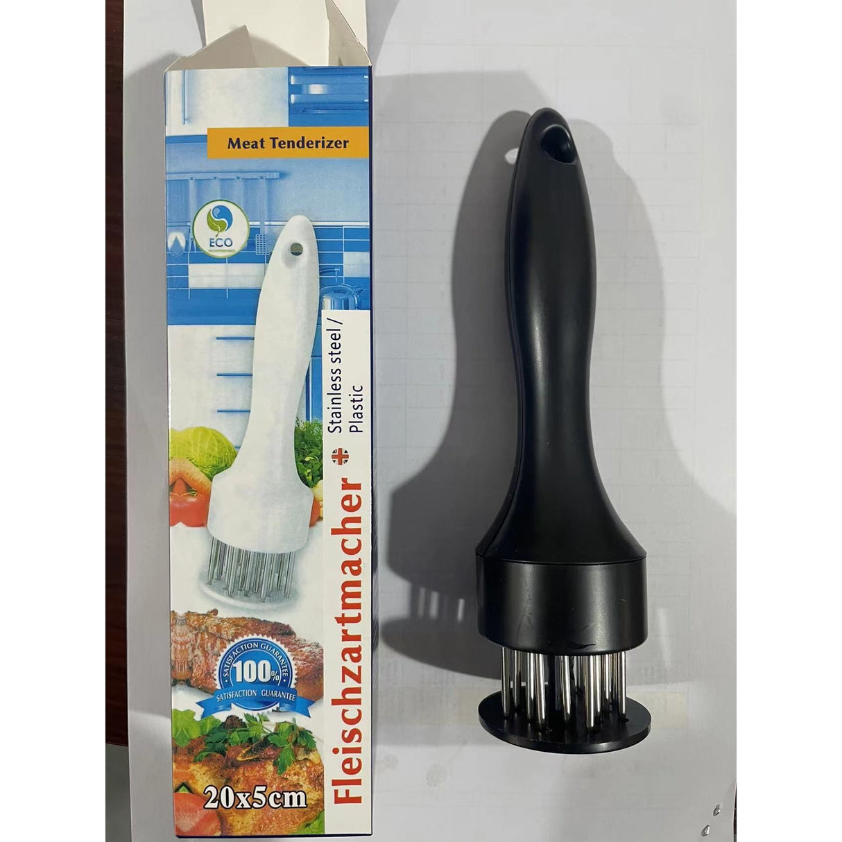 Ustensila pentru fragezit carnea, cu 21 de tije ascutite din inox 304, 20 cm, negru - vivimall.ro