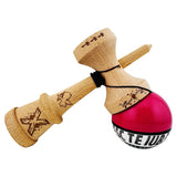 Kendama X TE IUBESC Originala, Profesionala, Vivimall, Super Sticky cu Cupe Mari KING SIZE V3, Gaura in Baza, Rulment Metalic, din lemn 18 cm, Ata 62/65 cm, Roz/Alb - vivimall.ro