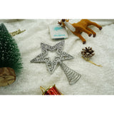 Varf decorativ de brad, Argintiu, in forma de Stea, decupata in centru, din Plastic/Metal, 14 cm x 19 cm, Interior/Exterior, Vivimall - vivimall.ro