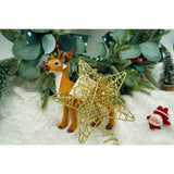 Varf decorativ de brad, Auriu, in forma de Stea, design cu paiete, din Plastic/Metal, 13 cm x 18 cm, diametru 4 cm, Interior/Exterior, Vivimall - vivimall.ro