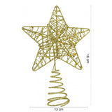 Varf decorativ de brad, Auriu, in forma de Stea, design cu paiete, din Plastic/Metal, 13 cm x 18 cm, diametru 4 cm, Interior/Exterior, Vivimall - vivimall.ro