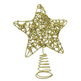 Varf decorativ de brad, Auriu, in forma de Stea, design cu paiete, din Plastic/Metal, 18 cm x 23 cm, Interior/Exterior, Vivimall - vivimall.ro