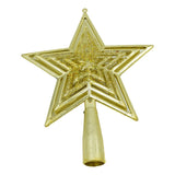 Varf decorativ de brad, Auriu, in forma de Stea, design de stele, din Plastic, 15 cm x 18 cm, Interior/Exterior, Vivimall - vivimall.ro