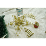 Varf decorativ de brad, Auriu, in forma de Stea, design de stele, din Plastic/Metal, 25 cm x 27 cm, Interior/Exterior, Vivimall - vivimall.ro
