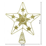 Varf decorativ de brad, Auriu, in forma de Stea, design de stele, din Plastic/Metal, 25 cm x 27 cm, Interior/Exterior, Vivimall - vivimall.ro