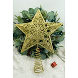 Varf decorativ de brad, Auriu, in forma de Stea, design spiralat, din Plastic/Metal, 29 cm x 38 cm, Interior/Exterior, Vivimall - vivimall.ro