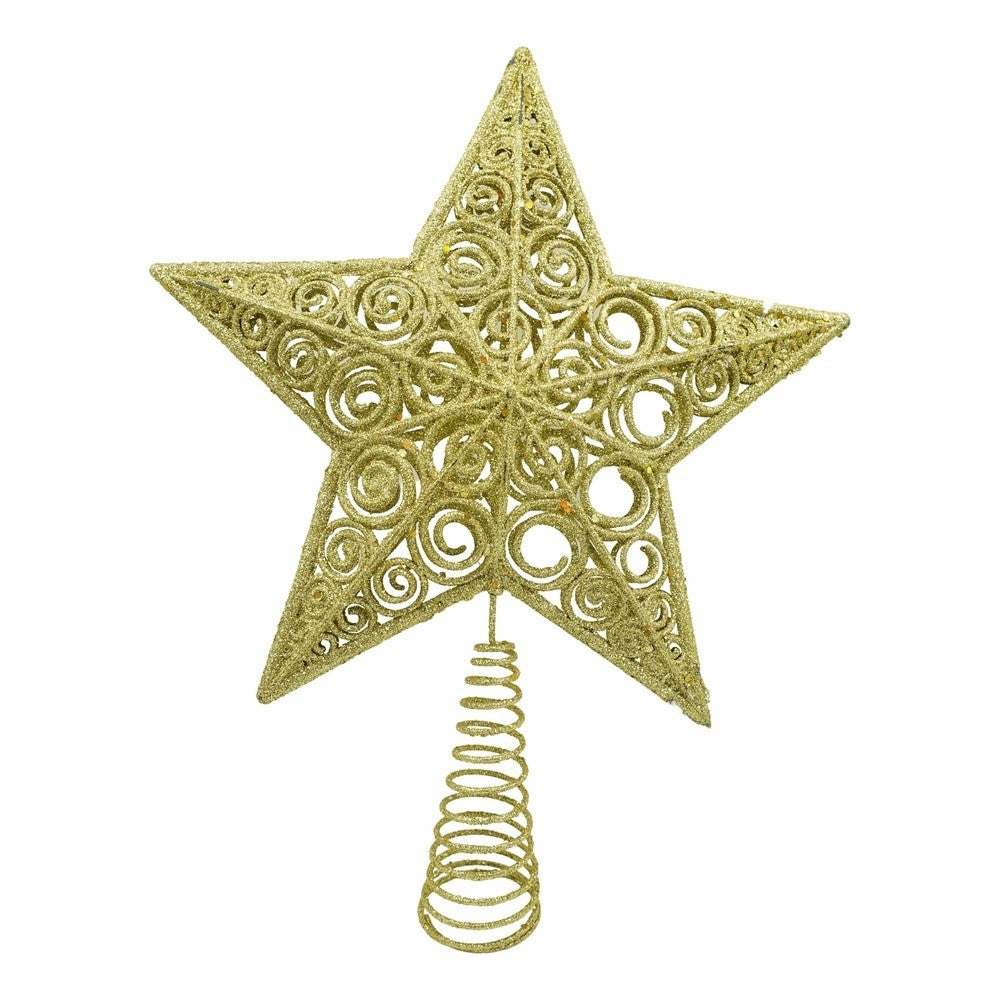 Varf Decorativ De Brad, In Forma De Stea, Design Spiralat, Din Plastic/Metal, Interior/Exterior