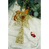 Varf decorativ de brad, Auriu, in forma de Stea, infasurata, din Plastic/Metal, 20 cm x 28 cm, Interior/Exterior, Vivimall - vivimall.ro