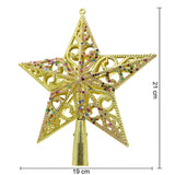 Varf decorativ de brad, Auriu/ Roz, in forma de Stea, design spiralat, din Plastic, 19 cm x 21 cm, Interior/Exterior, Vivimall - vivimall.ro