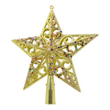 Varf decorativ de brad, Auriu/ Roz, in forma de Stea, design spiralat, din Plastic, 19 cm x 21 cm, Interior/Exterior, Vivimall - vivimall.ro