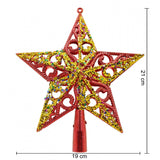 Varf decorativ de brad, Rosu/ Auriu, in forma de Stea, design spiralat, din Plastic, 19 cm x 21 cm, Interior/Exterior, Vivimall - vivimall.ro
