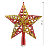 Varf decorativ de brad, Rosu/ Auriu, in forma de Stea, design spiralat, din Plastic, 19 cm x 21 cm, Interior/Exterior, Vivimall - vivimall.ro