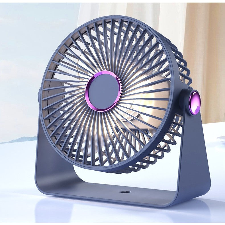 Ventilator 2in1, Vivimall, de Masa/de Perete, Incarcare USB, 3.7 V, 4.5 W, 1200 mAh, 17.5 x 17 x 7.6 cm, Albastru Fumuriu - vivimall.ro