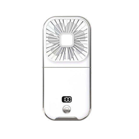 Ventilator Portabil 3 In 1, De Mana, De Gat, De Birou, 16.7 X 8 X 1.9 Cm, 3 Trepte De Viteza, Incarcare Usb, Pliabil, Afisaj Digital, Suport Telefon - vivimall.ro