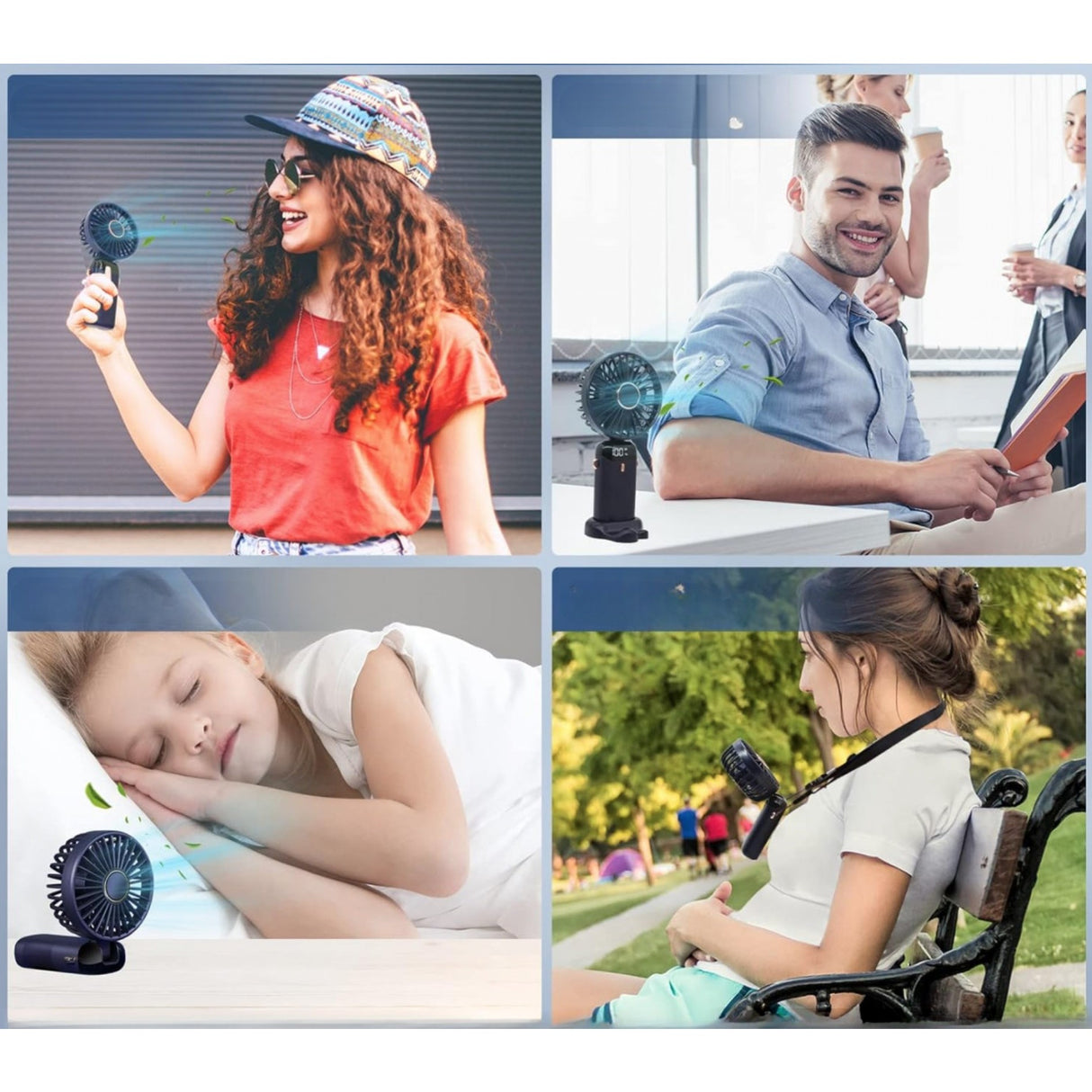 Ventilator Ultra Portabil Cu Aromaterapie, 3 In 1, De Mana, De Birou, De Gat, 5 Trepte De Viteza, Incarcare Usb, Autonomie 12H, Pliabil, Cu Ecran Lcd - vivimall.ro