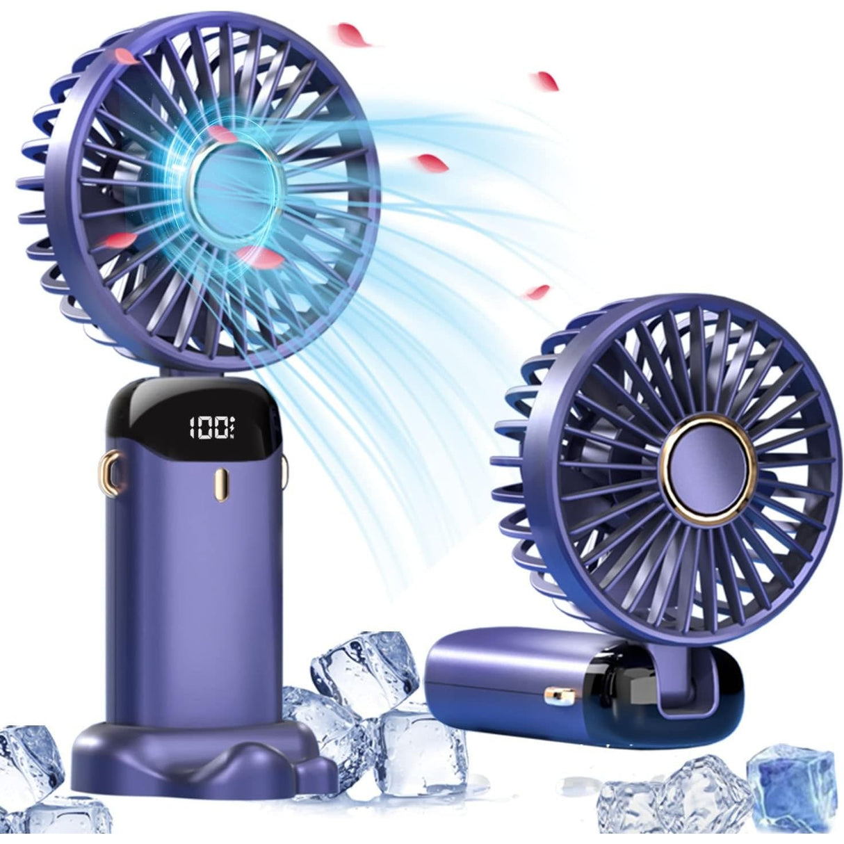 Ventilator Ultra Portabil Cu Aromaterapie, 3 In 1, De Mana, De Birou, De Gat, 5 Trepte De Viteza, Incarcare Usb, Autonomie 12H, Pliabil, Cu Ecran Lcd - vivimall.ro