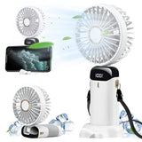 Ventilator Ultra Portabil Cu Aromaterapie, 3 In 1, De Mana, De Birou, De Gat, 5 Trepte De Viteza, Incarcare Usb, Autonomie 12H, Pliabil, Cu Ecran Lcd - vivimall.ro