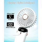 Ventilator Ultra Portabil cu Aromaterapie, Vivimall, 3 in 1, de Mana, de Birou, de Gat, 5 Trepte de Viteza, Incarcare USB, Autonomie 12h, Pliabil, cu Ecran LCD, Alb - vivimall.ro