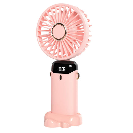 Ventilator Ultra Portabil Cu Aromaterapie, 3 In 1, De Mana, De Birou, De Gat, 5 Trepte De Viteza, Incarcare Usb, Autonomie 12H, Pliabil, Cu Ecran Lcd - vivimall.ro