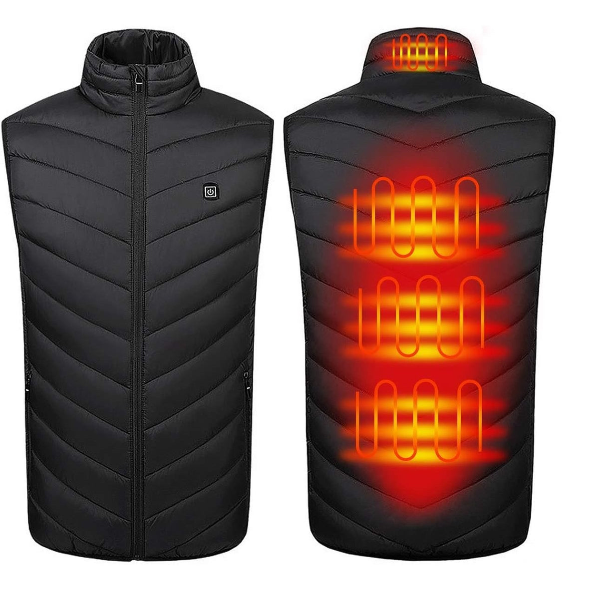 Vesta Inteligenta Incalzita, Vivimall, Unisex, 2 Zone de Incalzire, Umplutura Bumbac, 3 Trepte de Temperatura, Incarcare USB, Negru, 45 - 58 kg, Marime L - vivimall.ro