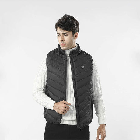 Vesta Inteligenta Incalzita, Vivimall, Unisex, 2 Zone de Incalzire, Umplutura Bumbac, 3 Trepte de Temperatura, Incarcare USB, Negru, 65 - 75 kg, Marime XXL - vivimall.ro