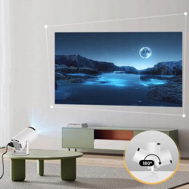 Video Proiector Portabil cilindric HY300PRO, Vivimall, Inteligent, Full HD 1080 x 1280, Wireless, Compatibil cu Android/iOS, 18 x 11 x 6 cm, Alb - vivimall.ro