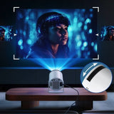Video Proiector Portabil cilindric HY300PRO, Vivimall, Inteligent, Full HD 1080 x 1280, Wireless, Compatibil cu Android/iOS, 18 x 11 x 6 cm, Alb - vivimall.ro