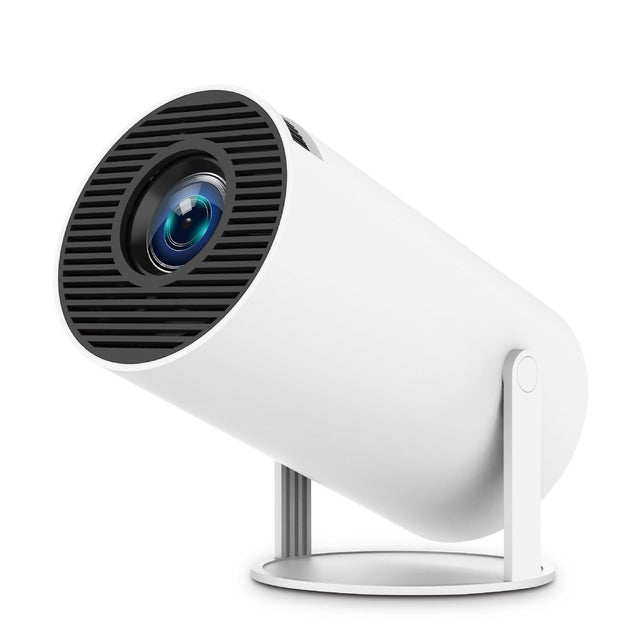 Video Proiector Portabil cilindric HY300PRO+, Vivimall, Inteligent, ULTRA HD 1920 x 1080, Wireless, Compatibil cu Android/iOS, 18 x 11 x 6 cm, Alb - vivimall.ro