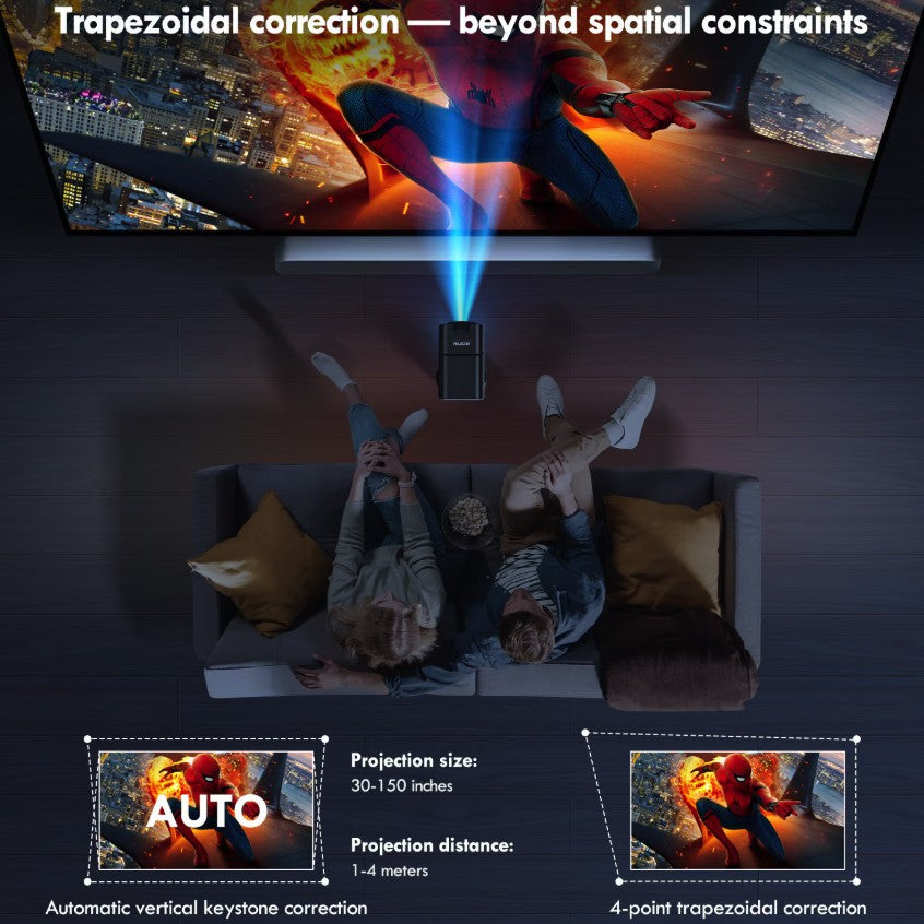 Video Proiector Portabil cilindric HY320 MINI, Vivimall, Inteligent pentru Jocuri, Ultra HD 1920 x 1080, Wireless, Compatibil cu Android/iOS, 15 x 10 x 9 cm, Negru - vivimall.ro