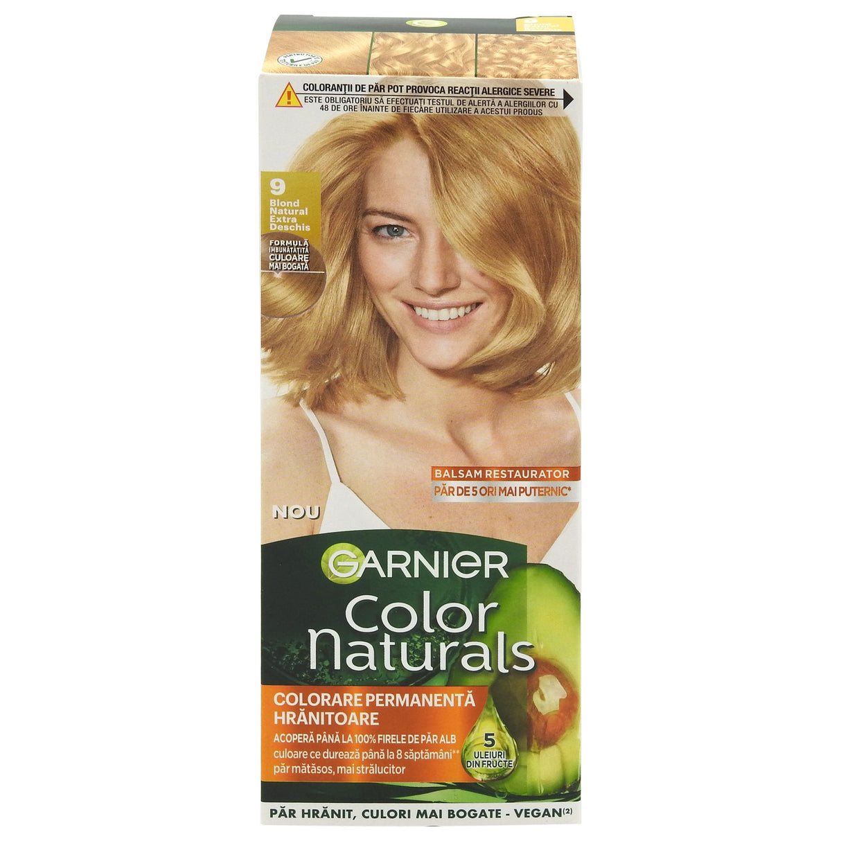 Vopsea de păr Garnier Color Naturals nuanța 9 Blond Natural Extra Deschis, vedere frontală ambalaj