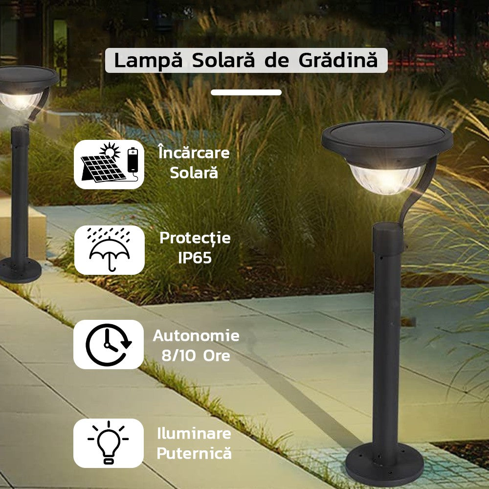 Lampa solara LED cu 2 moduri de fixare, IP65, material ABS, baterie 4.5 V, 200 mah, 450 Lumeni, 42.5 x 15 cm, alb cald, - vivimall.ro