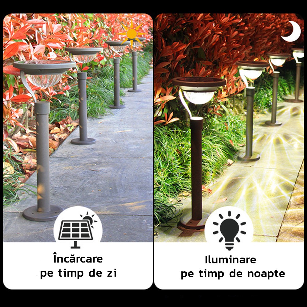 Lampa solara LED cu 2 moduri de fixare, IP65, material ABS, baterie 4.5 V, 200 mah, 450 Lumeni, 42.5 x 15 cm, alb cald, - vivimall.ro