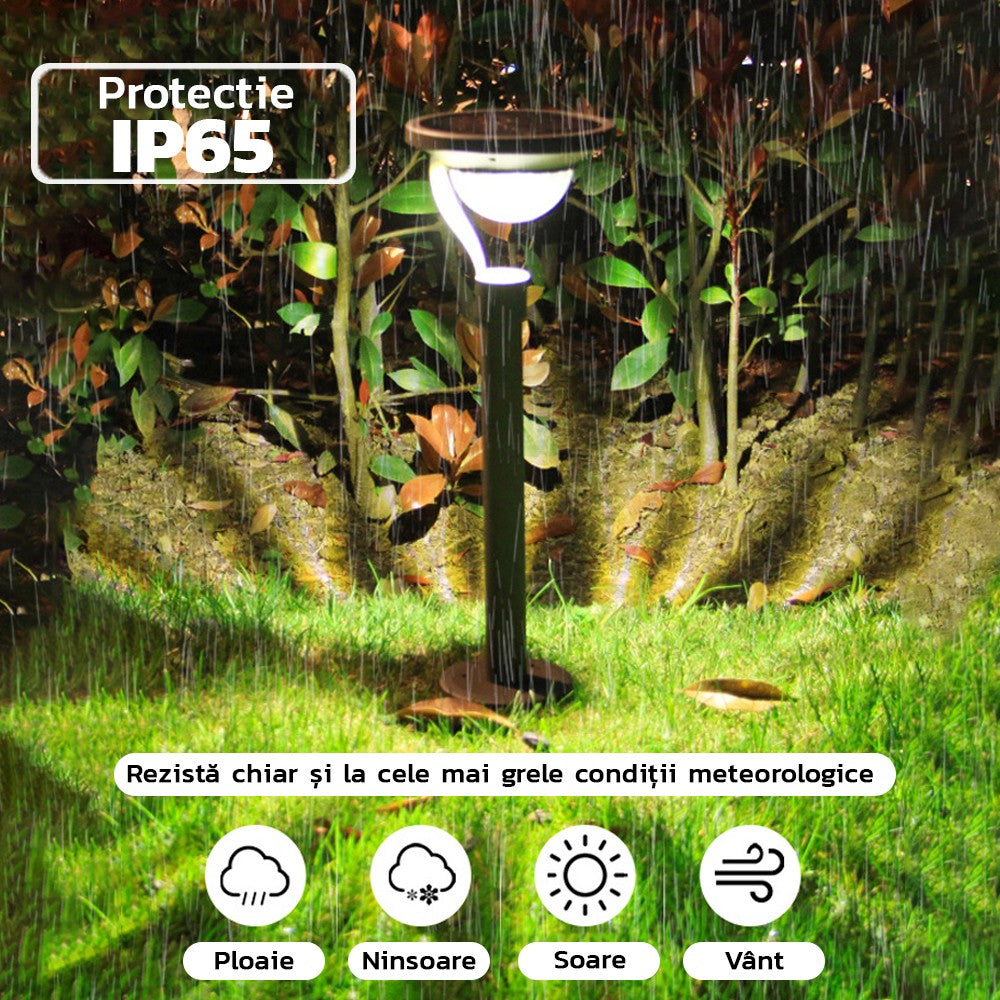 Lampa solara LED cu 2 moduri de fixare, IP65, material ABS, baterie 4.5 V, 200 mah, 450 Lumeni, 42.5 x 15 cm, alb cald, - vivimall.ro