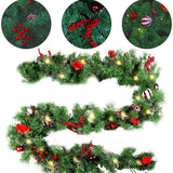 Ghirlanda de Craciun, Vivimall, din Brad Artificial cu Decoratiuni, cu Baterii, 50 LED-uri, 270 cm, Verde - vivimall.ro