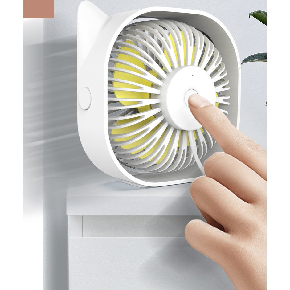 Mini Ventilator Pentru Birou Cu Usb, Rotire 360 Grade, 3 Viteze, 13.5 X 12,8 Cm - vivimall.ro