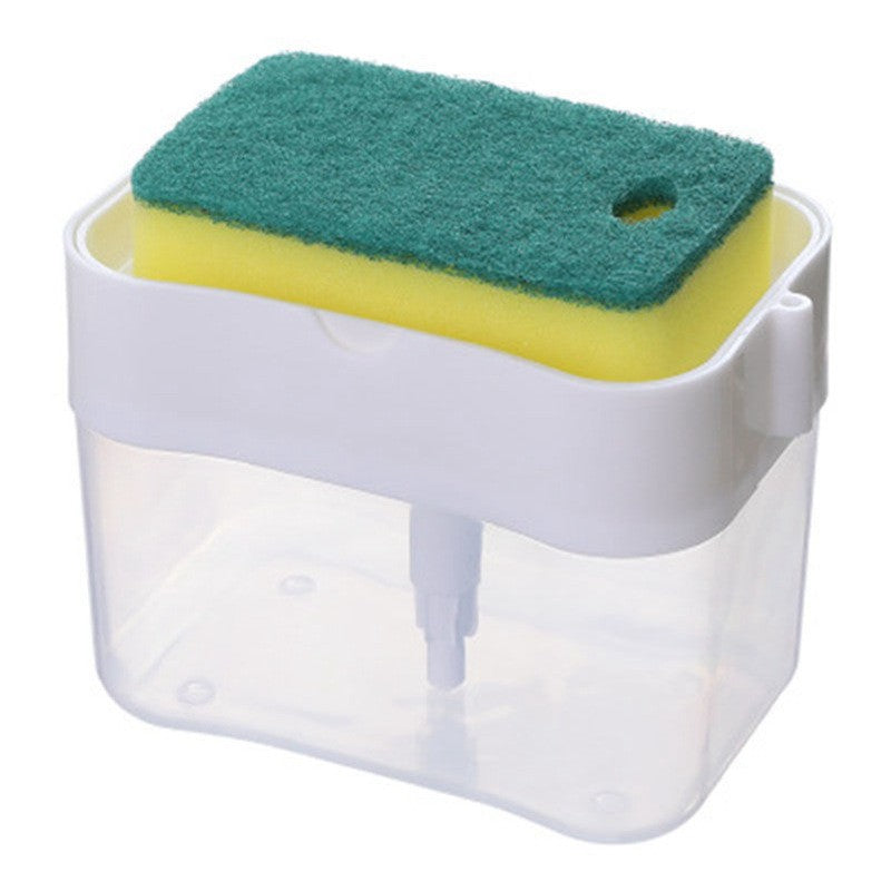 Dozator Dispenser 2 In 1 Pentru Detergent Lichid De Vase Sau Pentru Obiecte Sanitare Cu Suport Pentru Burete De Bucatarie,14 X 10.5 X 10 Cm, Capacitate 380 Ml - vivimall.ro