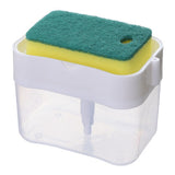 Dozator Dispenser 2 In 1 Pentru Detergent Lichid De Vase Sau Pentru Obiecte Sanitare Cu Suport Pentru Burete De Bucatarie,14 X 10.5 X 10 Cm, Capacitate 380 Ml - vivimall.ro
